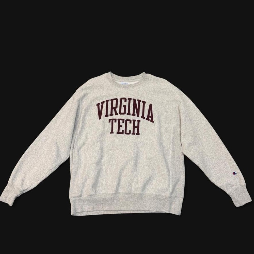 Champion Reverse Weave Virginia Tech Sweatshirt Large Gray Crewneck Spellout